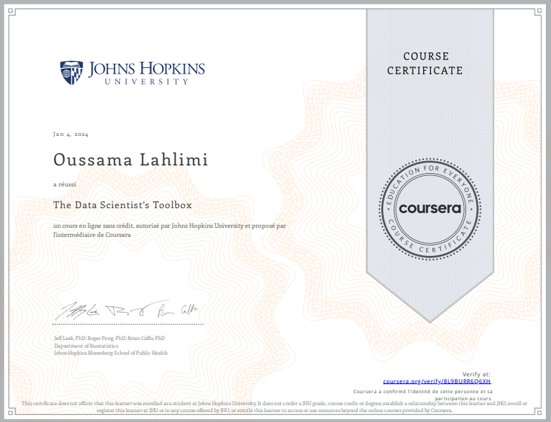 The Data Scientist’s Toolbox oussama lahlimi